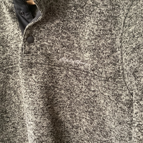Eddie Bauer Mens Radiator Fleece Pullover 1/4 Snap Front Sweater Charcoal Medium - Picture 3 of 11